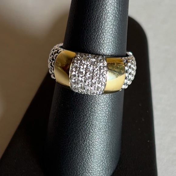 LAGOS HIGH BAR Two-Tone Station Diamond Ring - Picture 8 of 12